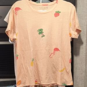 Lucky Brand Large Flamingo Peach Tee, GUC